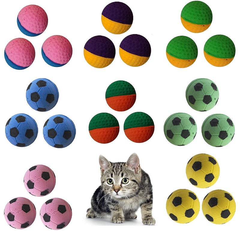 SHUYUE 24 Pack Foam Soccer Balls Cat Toys For Indoor Cats (24Pcs Mixed sponge ball) - Image 4